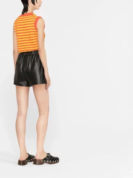 Mini pantaloni scurți Red Valentino din piele mini negru