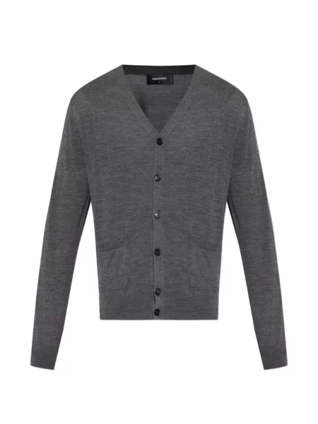 Cardigan Dsquared2 cu broderie cu decolteu în V gri