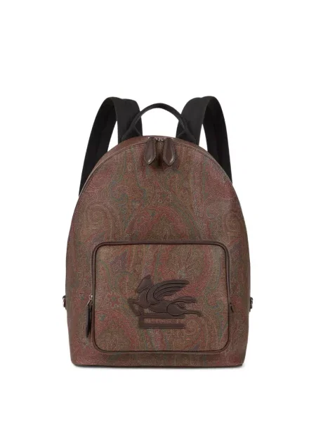 Rucsac Etro cu model paisley din jacard maro