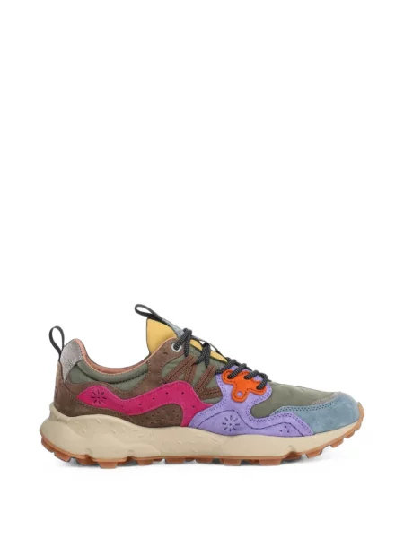 Sneakerși Flower Mountain din piele de căprioară cu model floral maro