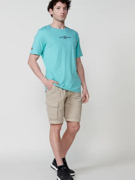 KOROSHI Tricou bleumarin / verde jad alb
