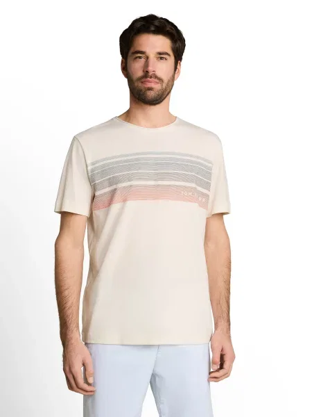 TOM TAILOR Tricou albastru / roz / natural alb