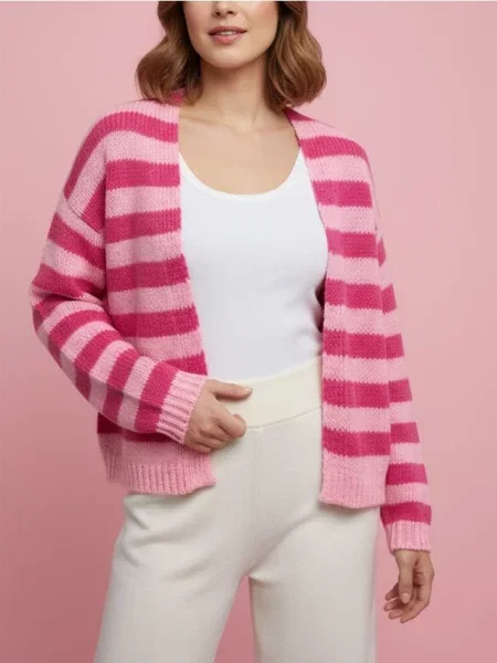 Смугастий кардиган рожевий