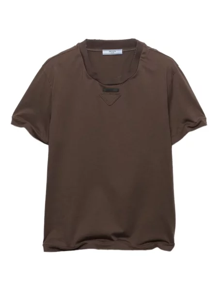 Tricou Prada cu decolteu rotund maro