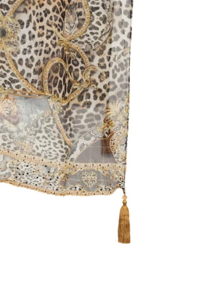 Fular Camilla cu imagine cu model leopard maro