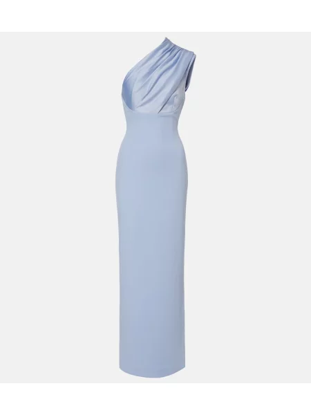 Rochie Solace London din satin cu un umăr gol albastru