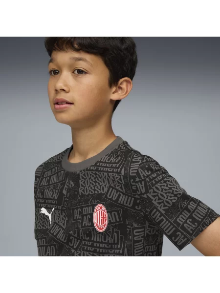 PUMA Młodzieżowa koszulka AC Milan FtblCulture z nadrukiem na całej powierzchni Odzież czarny
