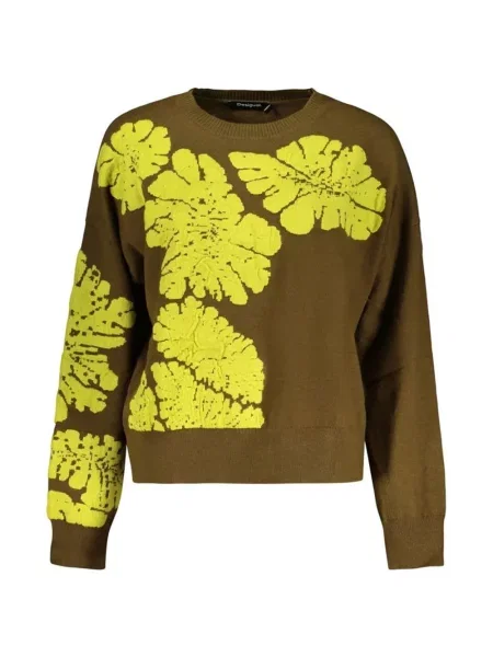 Pulover Desigual de lână cu model floral maro