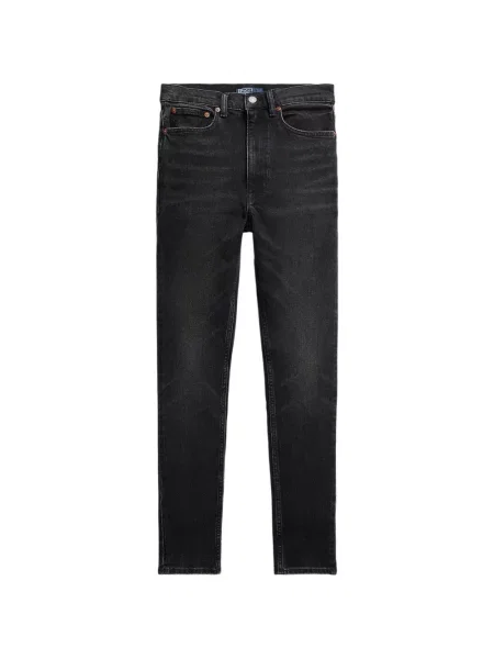 Blugi Polo Ralph Lauren cu talie înaltă negru