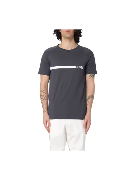 BOSS t-shirt szary z nadrukiem czarna