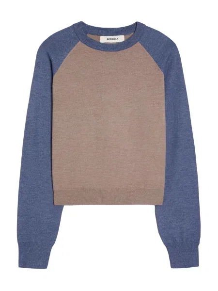 Bershka Pulover bleumarin / deschis maro