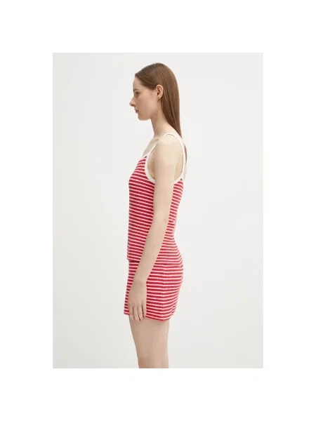 Top Sporty And Rich w paski frotte z logo czerwony