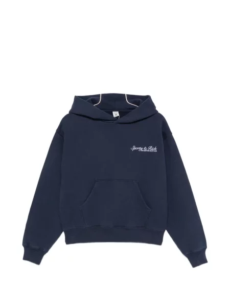 Hanorac cu glugă Sporty & Rich cu broderie albastru