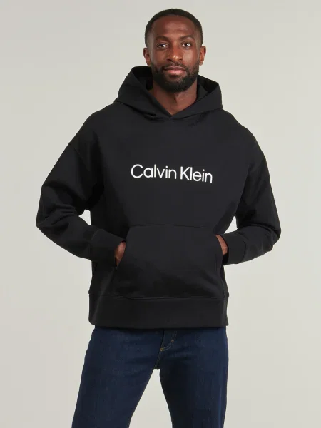 Geacă de blugi Calvin Klein Jeans din material terry negru
