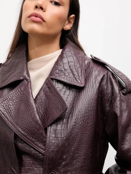 Шкіряна куртка Answear.LAB демісезонна oversize бордовий