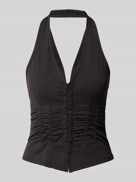 Top Gina Tricot z dekoltem w serek wiązany czarny