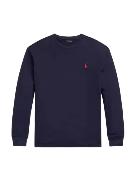Bluzka z długim rękawem o kroju regular fit z czystej bawełny Polo Ralph Lauren niebieska