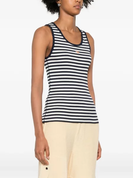Top Maison Kitsune cu dungi albastru
