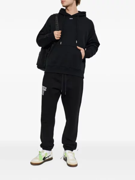 Hanorac cu glugă Off-white cu imagine cu cordon alb