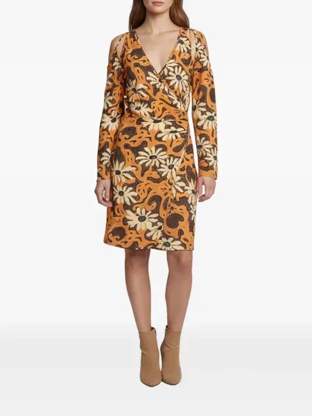 Rochie mini Nanushka cu model floral cu imagine plic portocaliu