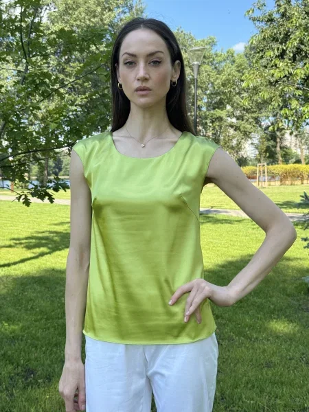 CAT ORANGE Блуза Салатовий Віскоза/поліамід помаранчева