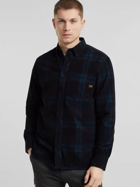 Вельветова сорочка в клітинку G-star Raw синя