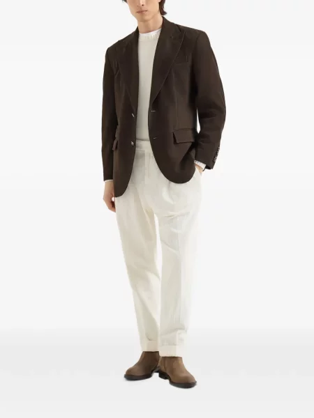 Nubuck μπλέιζερ Brunello Cucinelli καφέ