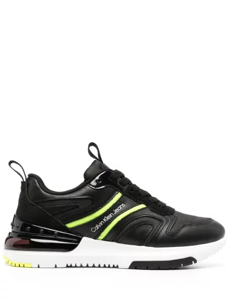 Sneakerși Calvin Klein Jeans cu șireturi cu imagine din dantelă negru
