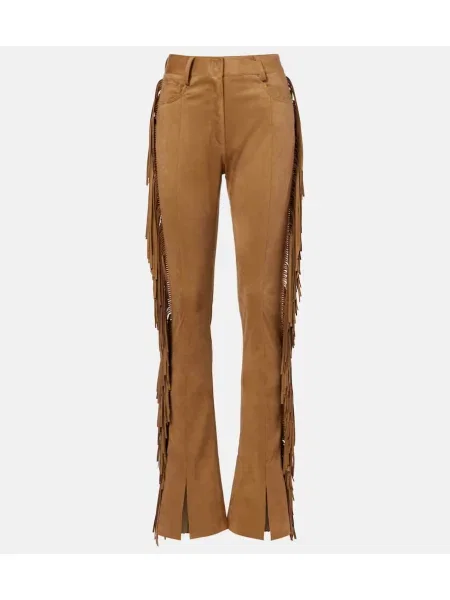 Pantaloni Norma Kamali cu franjuri maro