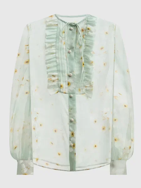 Блуза із шовку в квітковий принт Valentino зелена
