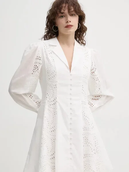 ISABELLE BLANCHE rochie din mini evazati alb