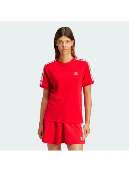 Majica Adidas Originals s črtami rdeča