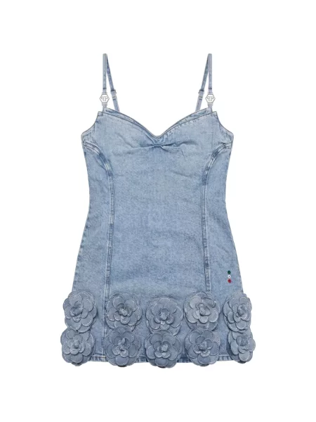 Rochie din denim Philipp Plein albastru