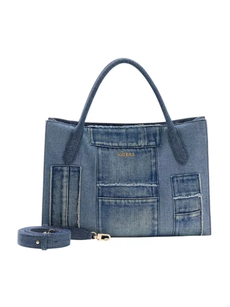 Guess torebka shopper jeansowa JODI niebieska