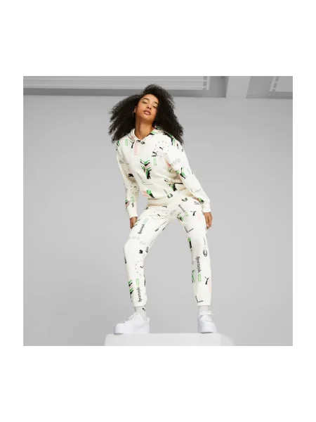 Pantaloni sport Puma cu imagine alb
