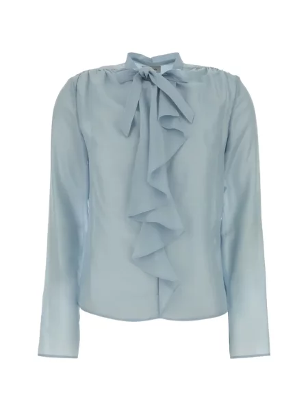 Bluzka z falbankami Jacob Cohen z falbankami wiązana niebieska