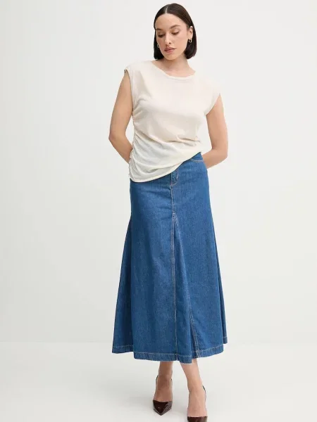 Pedro del Hierro spódnica jeansowa midi rozkloszowana niebieski