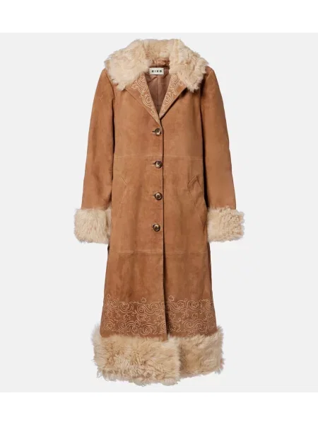 Plašč Rixo z vezenjem iz semiša rjava