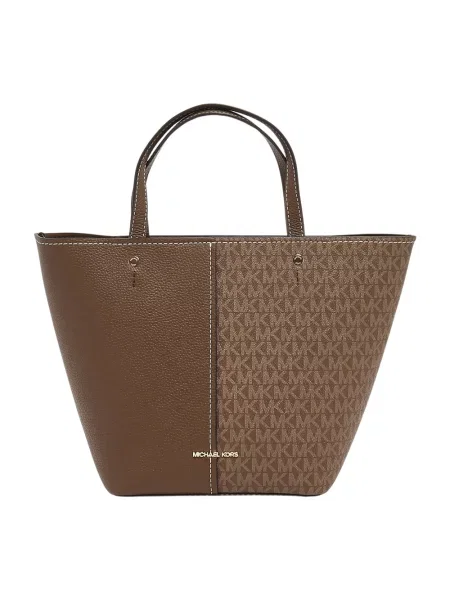 Shopperka Michael Kors skórzana z logo brązowa