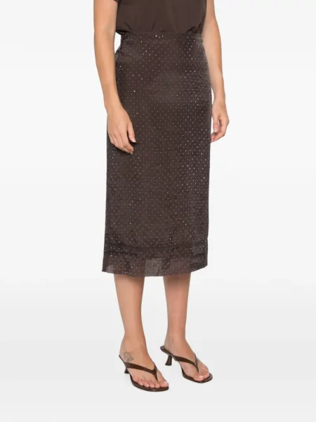 Stras fustă midi Maje maro