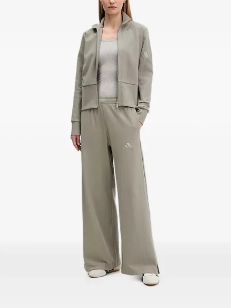 Spodnie Adidas w paski z autografem do biegania zielone