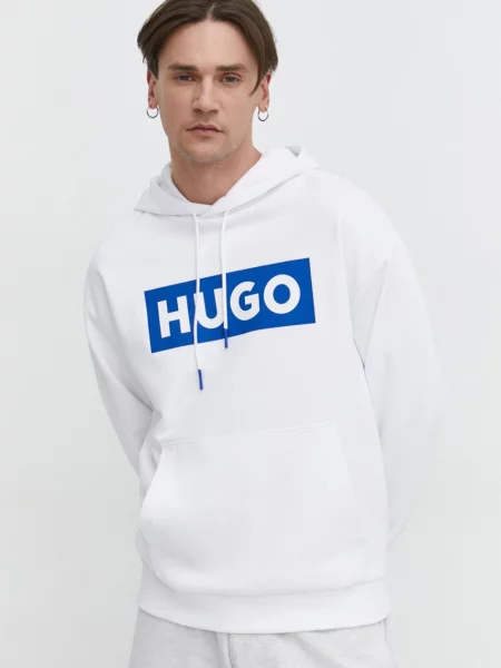 Geacă Hugo Blue cu glugă alb