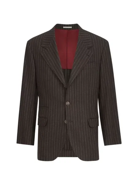 Sacou Brunello Cucinelli de lână cu dungi maro