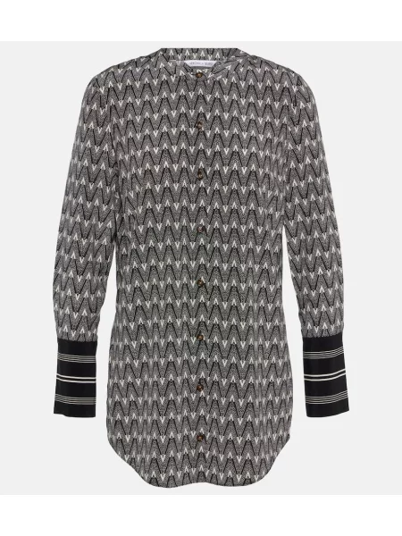 Bluză Veronica Beard de mătase negru