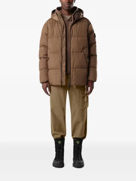 Pūkinė striukė Stone Island akmenys ruda