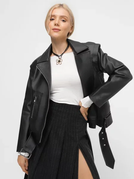 CHER INTERTOP Шкіряна куртка чорний