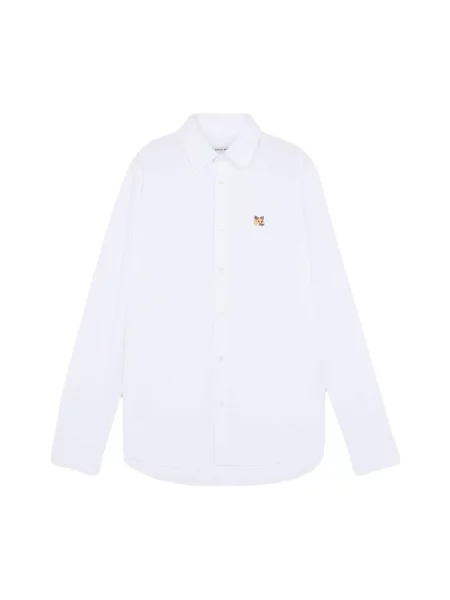 Haftowana koszula Maison Kitsune popelinowa casual biała