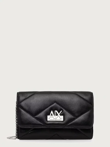 Armani Exchange geantă crossbody pentru femei cu imitație de piele negru