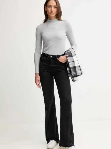 Лонгслів Pepe Jeans півгольф сірий