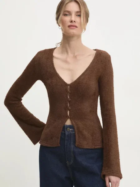 Жилетка Answear Lab от лека материя кафяво